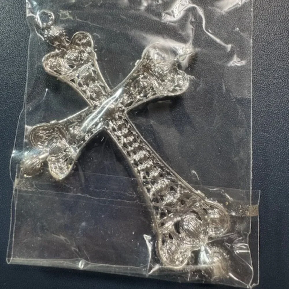 Rhinestone Filigree 4" Cross Pendant - Picture 2 of 6